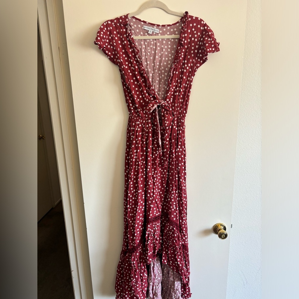 Boot Barn Red Polka Dot Tie Dress
